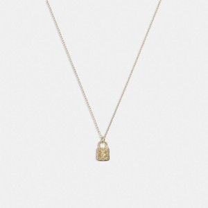 Coach 14 K Quilted Signature Padlock Pendant Ketting Dames Goud | BE_CH15642