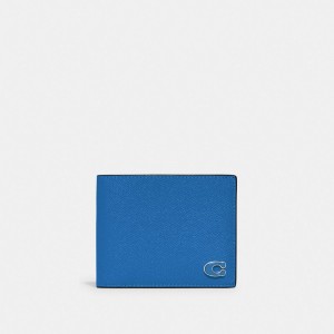 Coach 3 In 1 Wallet With Signature Canvas Interior Crossgrain Leather Billfolds Heren Blauw | BE_CH30335