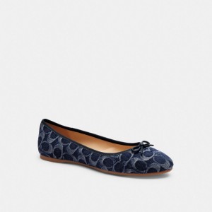 Coach Abigail Flat In Signature Denim Denim Loafers Dames Blauw | BE_CH96767