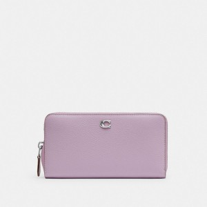 Coach Accordion Zip Grote Portefeuille Dames Zilver Paars | BE_CH30053