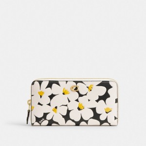 Coach Accordion Zip With Floral Print Brass Grote Portefeuille Dames Gekleurd | BE_CH64434