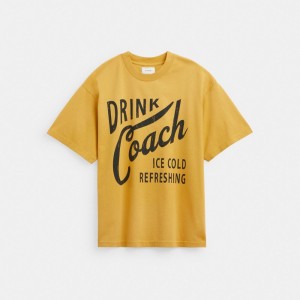 Coach Americana T-shirts Heren Geel | BE_CH64116