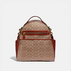 Coach Baby In Signature Canvas Brass Rugzakken Dames Bruin Rood | BE_CH84311