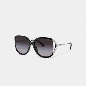 Coach Bandit Oversized Square Zonnebril Dames Zwart Zilver | BE_CH22658