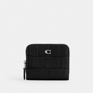 Coach Billfold Croc Embossed Leather Kleine Portefeuille Dames Zwart | BE_CH49069