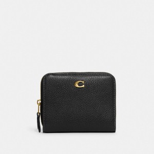 Coach Billfold Polished Pebble Leather Kleine Portefeuille Dames Zwart | BE_CH86661