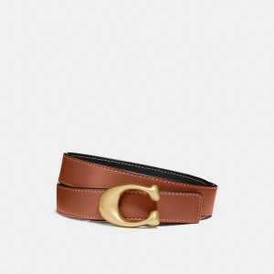 Coach C Hardware Reversible Belt 25 Mm Brass Riemen Dames Zwart | BE_CH52769