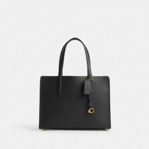 Coach Carter 28 Polished Pebble Leather Handtas Dames Zwart | BE_CH37178