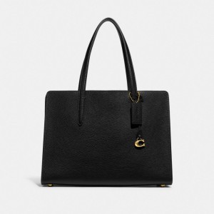 Coach Carter Polished Pebble Leather Handtas Dames Zwart | BE_CH60884