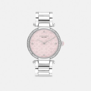 Coach Cary 34 Mm Stainless Steel Horloge Dames Grijs Roze | BE_CH35530
