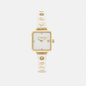 Coach Cass 22 Mm Chalk Horloge Dames Goud | BE_CH69155