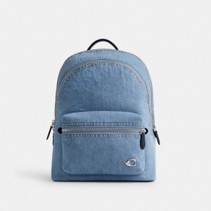 Coach Charter Denim Rugzakken Heren Blauw Indigo Blauw | BE_CH29457