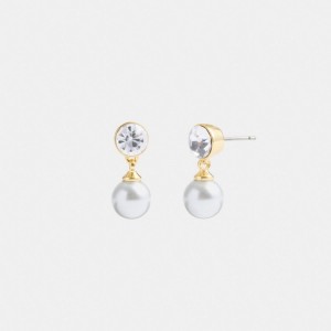 Coach Classic Pearl Drop Oorbellen Dames Goud | BE_CH94376