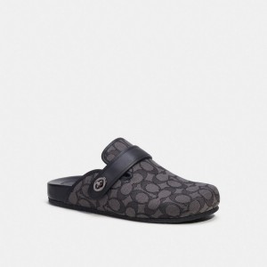 Coach Clog In Signature Jacquard Sandalen Heren Grijs Zwart | BE_CH86779
