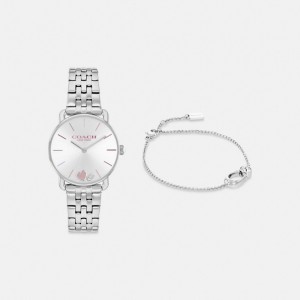 Coach Elliot Gift Set 28 Mm Stainless Steel Horloge Dames Grijs | BE_CH27213