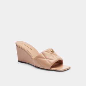 Coach Emma Wedge With Quilting Buff Sandalen Dames Roze | BE_CH68256