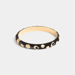 Coach Enamel Signature Floral Bangle Armbanden Dames Goud Zwart | BE_CH12867