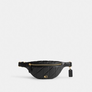 Coach Essential Belt With Pillow Quilting Brass Heuptas Dames Zwart | BE_CH42655