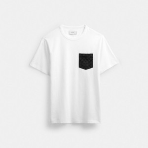 Coach Essential Pocket T-shirts Heren Wit Grijs | BE_CH24746