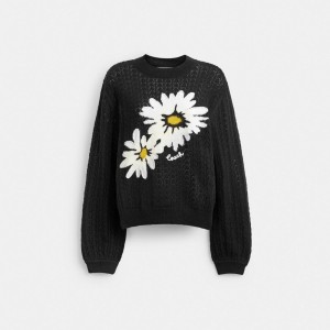 Coach Floral Crewneck Truien Dames Zwart | BE_CH53419