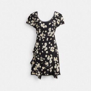 Coach Floral Mini Jurk Dames Zwart | BE_CH70051