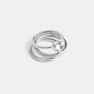 Coach Halo Heart Set Ring Dames Zilver | BE_CH91474