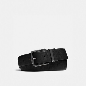 Coach Harness Buckle Cut To Size Reversible Belt 38 Mm Riemen Heren Zwart | BE_CH29015