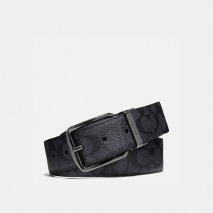 Coach Harness Buckle Cut To Size Reversible Belt 38 Mm Riemen Heren Grijs Zwart | BE_CH25122