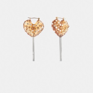 Coach Heart Lollipop Oorbellen Dames Zilver Goud | BE_CH67044