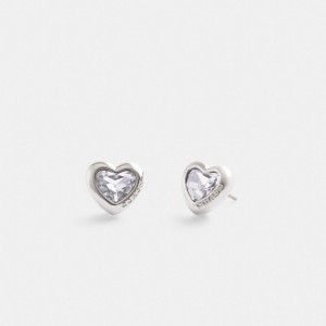 Coach Heart Stud & Clear Oorbellen Dames Zilver | BE_CH28792