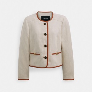 Coach Heritage C Canvas With Leather Trim Cardigan Dames Room | BE_CH64361