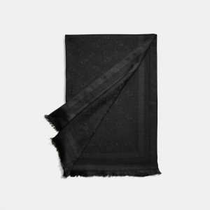 Coach Horse And Carriage Print Jacquard Stole Hoeden Dames Zwart | BE_CH10657