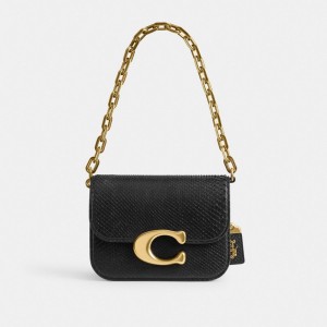 Coach Idol In Python Brass Schoudertassen Dames Zwart | BE_CH63848