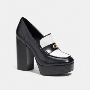 Coach Ilyse Platform Loafers Dames Zwart Wit | BE_CH90477