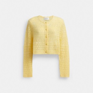 Coach Lace Knit Cardigan Dames Geel | BE_CH11722