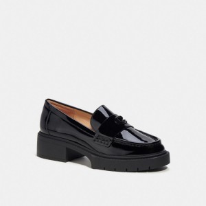 Coach Leah Leather Loafers Dames Zwart | BE_CH30914
