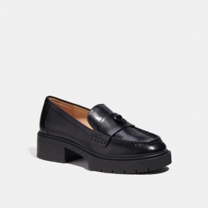 Coach Leah Leather Loafers Dames Zwart | BE_CH26032