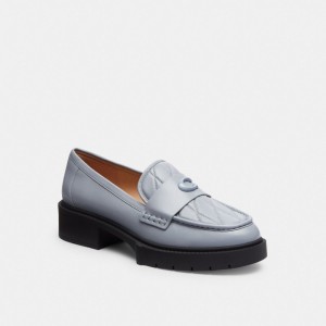 Coach Leah With Quilting Leather Loafers Dames Grijs Blauw | BE_CH18340