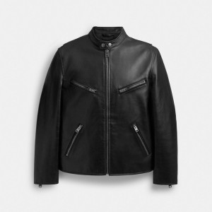 Coach Leather Racer Jassen Heren Zwart | BE_CH48874