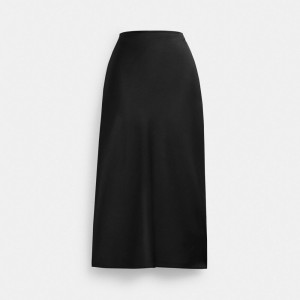 Coach Long Satin Midi Rok Dames Zwart | BE_CH17935