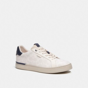 Coach Lowline Low Top In Signature Canvas Chalk Cobalt Sneakers Heren Wit | BE_CH68548