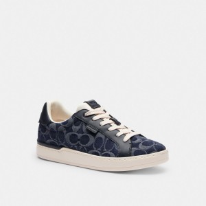 Coach Lowline Low Top In Signature Denim Denim Sneakers Dames Blauw | BE_CH14625
