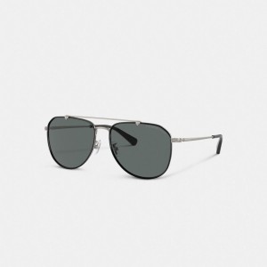 Coach Metal Windsor Pilot Zonnebril Heren Zwart Grijs | BE_CH12841
