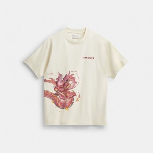 Coach New Year With Dragon Cream T-shirts Heren Room | BE_CH37104