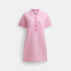 Coach Polo Sweater Signature Jurk Dames Roze | BE_CH76694