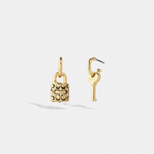 Coach Quilted Padlock Key Mismatch Oorbellen Dames Goud Zwart | BE_CH82265