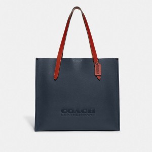 Coach Relay Polished Pebble Leather Tote Dames Blauw | BE_CH50509