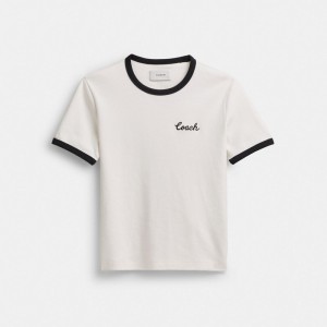 Coach Ringer T-shirts Dames Wit | BE_CH15450