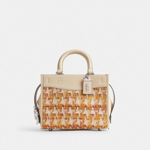 Coach Rogue 25 In Tweed Glovetanned Leather Handtas Dames Gekleurd | BE_CH89178