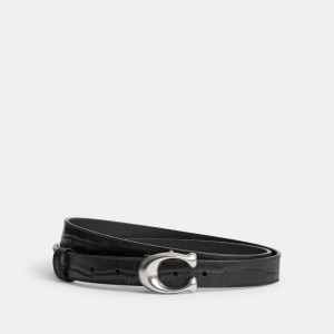 Coach Sculpted Signature Buckle Reversible Belt 25 Mm Riemen Dames Zwart | BE_CH80755